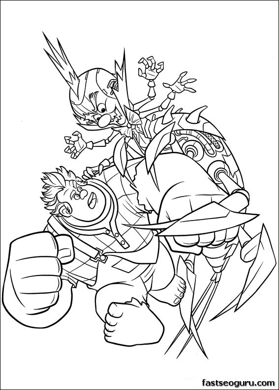 Printable cartoon wreck it ralph and King Candy coloring page